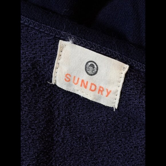 Sundry Sweatshirt 1 / S Womens Blue Navy Heart Side Print Drawstring Crewneck - Picture 6 of 6